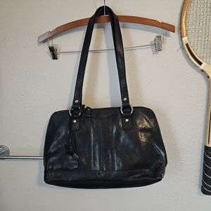 Spikes & Sparrow Black Genuine Leather shoulder Satchel New